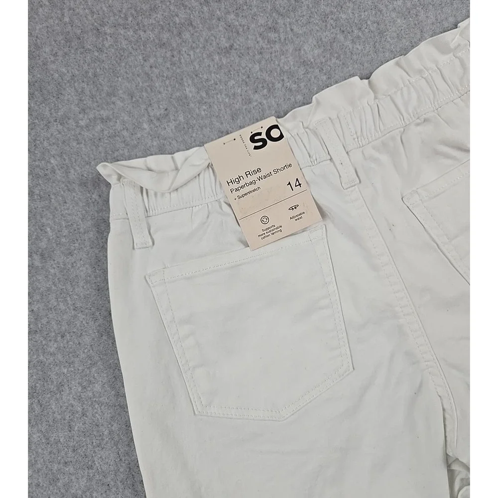 SO Jean Shorts Girls Size 14 High Rise Denim White Paper Bag Waist NWT